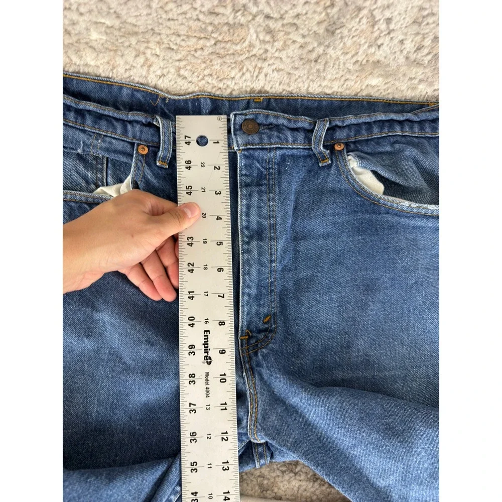 Levi's Size 38x30 505 Straight Leg Regular Fit Denim Jeans Blue Full Length Mens
